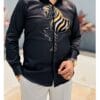 Black Luxury Zebra Embroidered Shirt