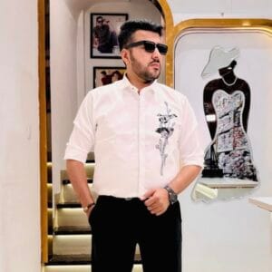 Men’s Premium Shirt with Floral Embroidery Design