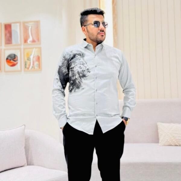 Men’s Stylish Lion Print Casual Shirt