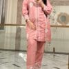 Elegant Pink Embroidered Cotton Kurta Set