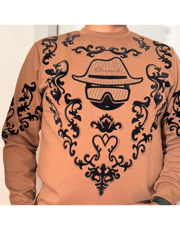 Men’s Designer Sweatshirt with Ornate Embroidered Detailing