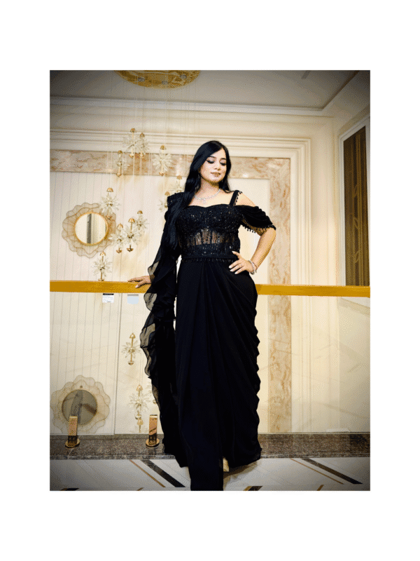 Women’s Embellished Corset Saree with Designer Draped Detailing