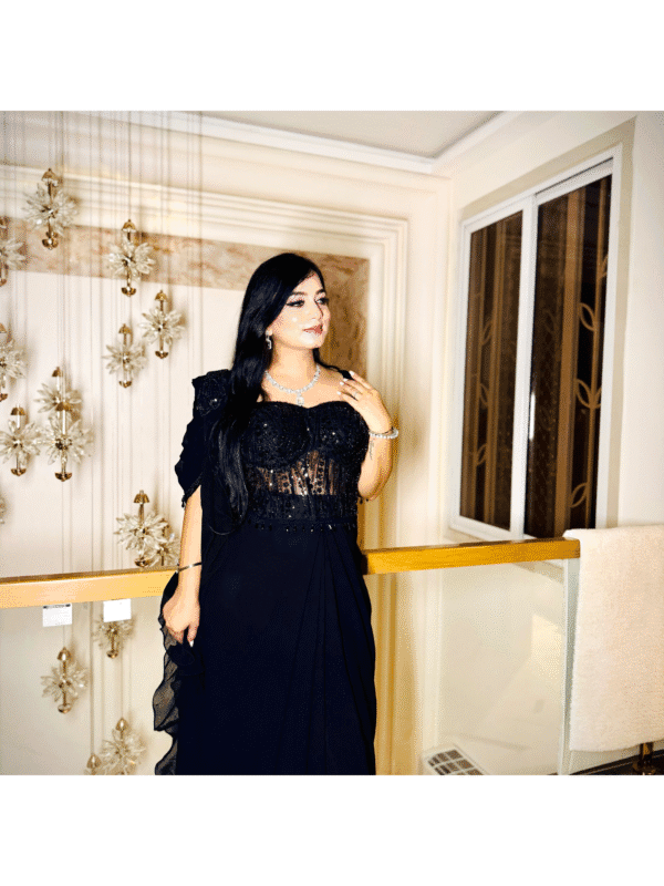 Women’s Embellished Corset Saree with Designer Draped Detailing