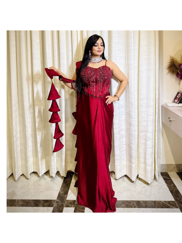 Untitled 34 Women’s Designer Corset Saree with Heavy Embellished Blouse & Pre-Draped Silhouette