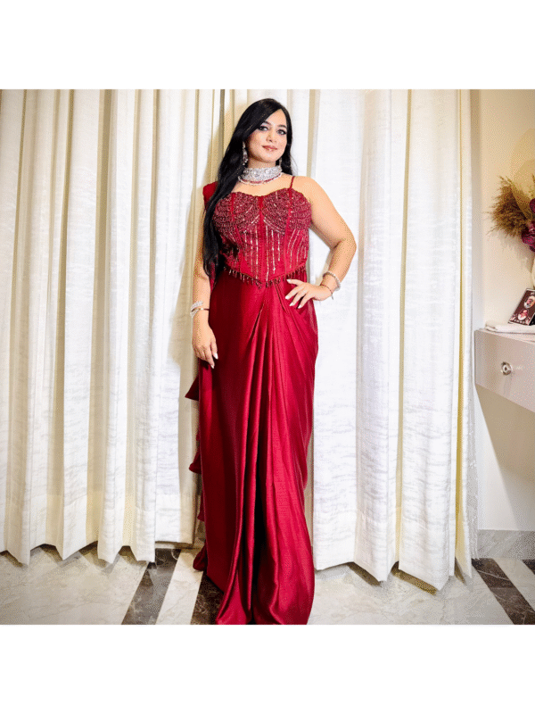 Untitled 44 Women’s Designer Corset Saree with Heavy Embellished Blouse & Pre-Draped Silhouette