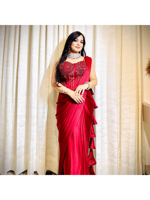Untitled 45 Women’s Designer Corset Saree with Heavy Embellished Blouse & Pre-Draped Silhouette