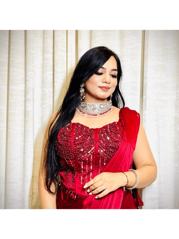 Untitled 46 Women’s Designer Corset Saree with Heavy Embellished Blouse & Pre-Draped Silhouette