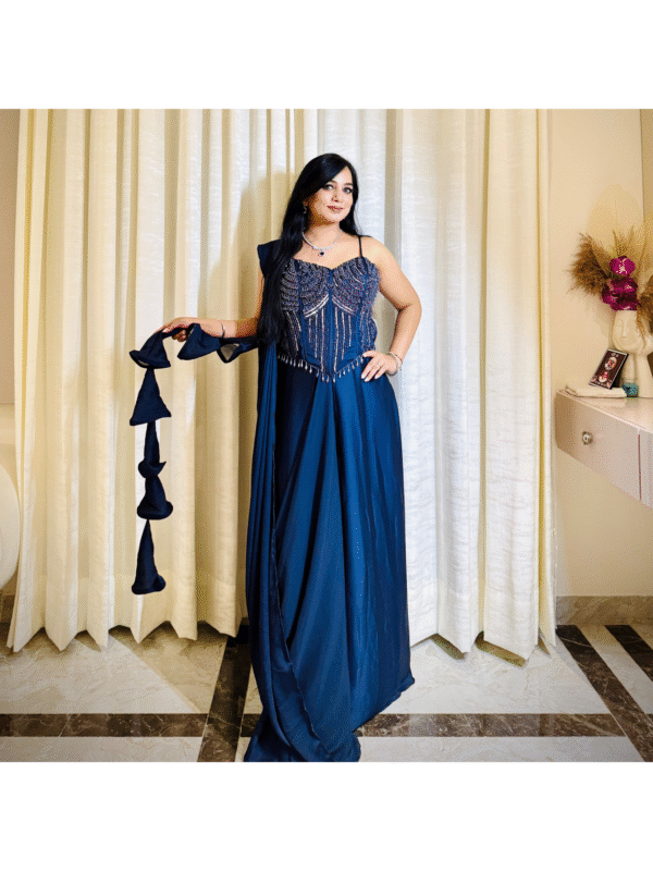 Untitled 54 Women’s Designer Corset Saree with Heavy Embellished Blouse & Pre-Draped Silhouette
