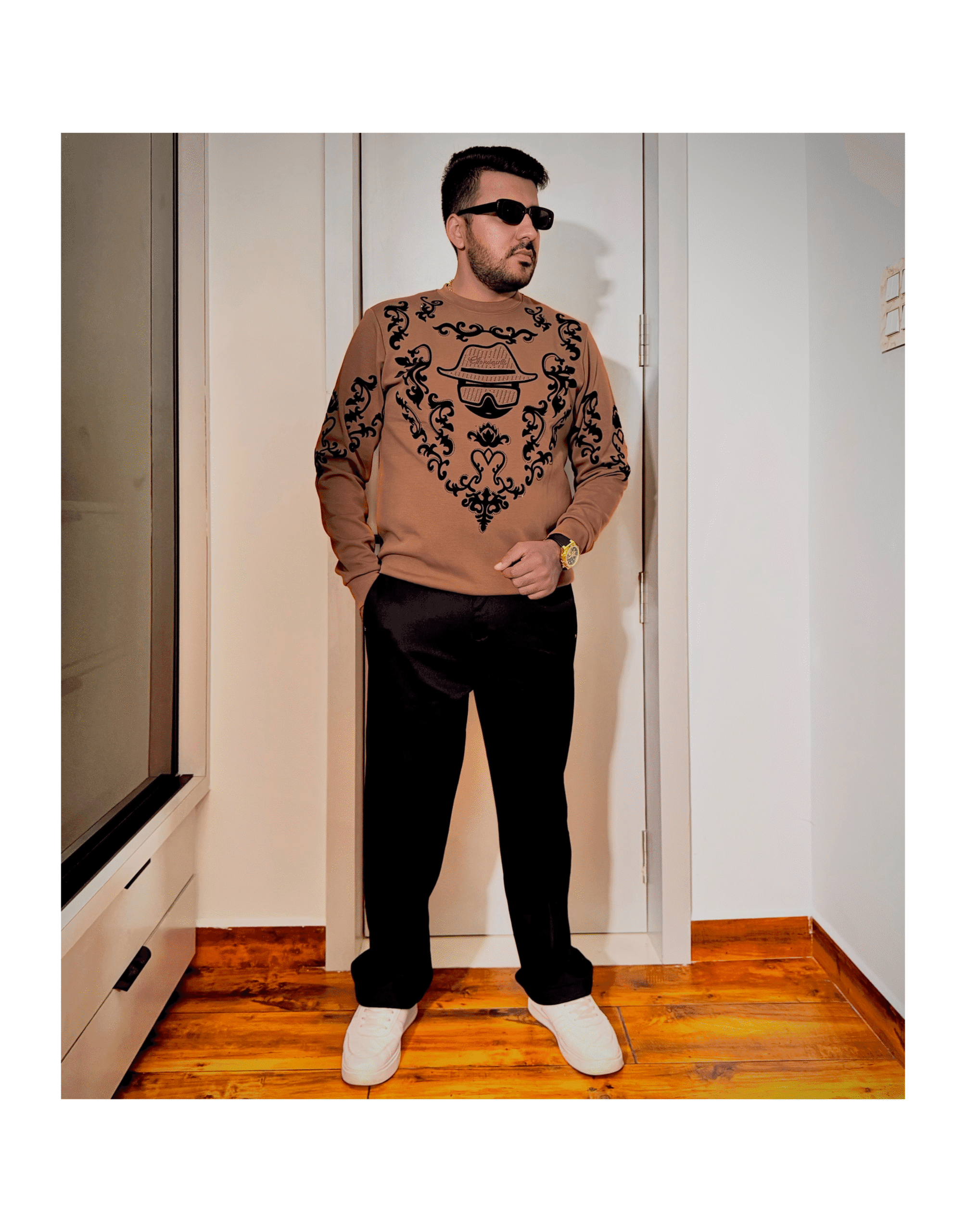 Men’s Designer Sweatshirt with Ornate Embroidered Detailing