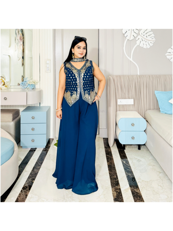 Embroidered Peplum Style Indo-Western Set
