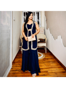 The Navy Blue Sharara Set