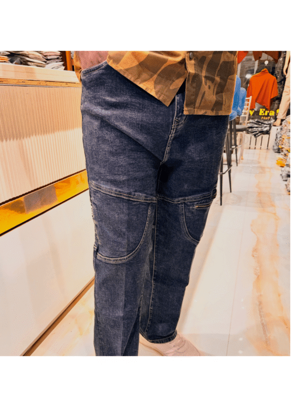 Men’s Denim Cargo Jeans with Zipper Detailing