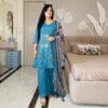 Floral Embroidered Kurta Set with Printed Dupatta
