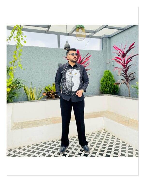 Men’s Premium Printed Owl Shirt – Modern Casual Designer Wear