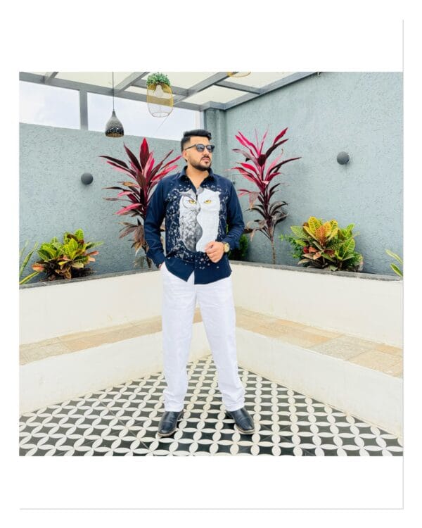 Men’s Premium Printed Owl Shirt – Modern Casual Designer Wear
